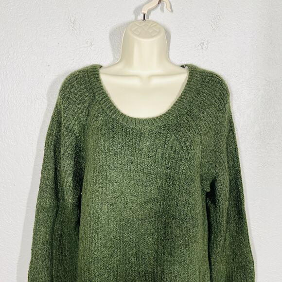 Harper Heritage x Francesca's Sweater Dress Scoop Neck Long Sleeve Green - M - Picture 7 of 7